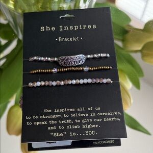 Demdaco She Inspires Bracelet Set - Gold and Silver